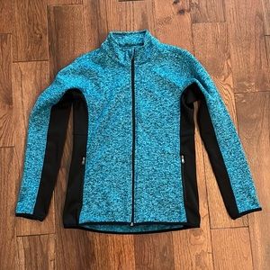 Blue and black zip up fleece